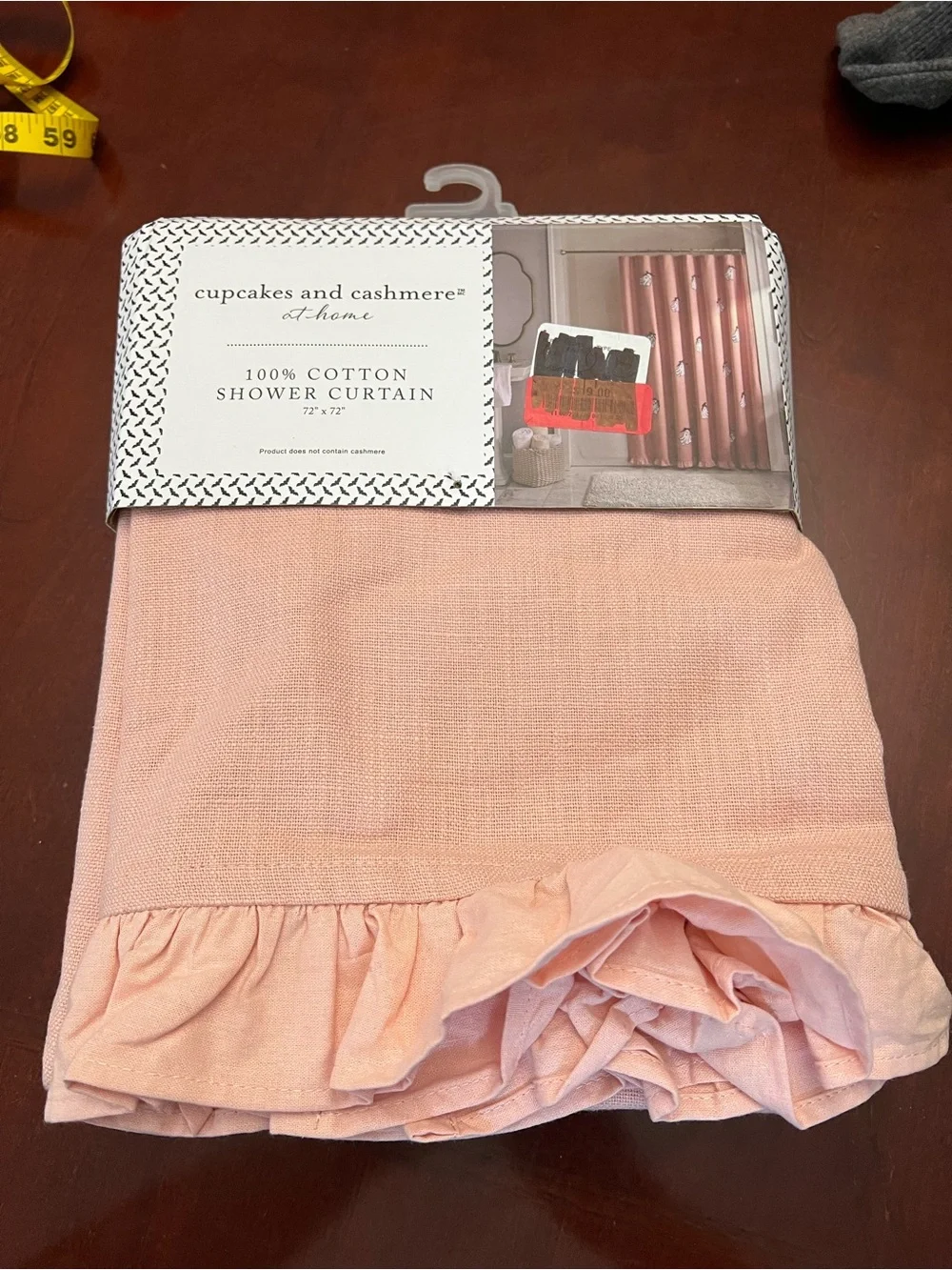 cupcakes & cashmere Pink Cotton Ghost Embroidered Shower Curtain
